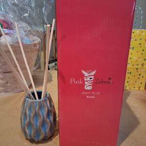 Pink Zebra Wavy Blue Reed Diffuser Set - Blue Ceramic Vase & Reeds